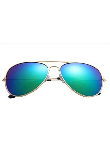 Rectangular Women Men Classic Unisex Retro Sunglasses Metal Frame Aviation Luxury Accessory (Gold Green) - Gold Green - C2195...