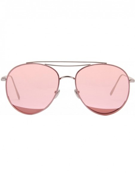 Aviator Classic Metal Frame Flat Lens Aviator Sunglasses LS5091Z - Pink - CZ17AZKLIXY $15.50