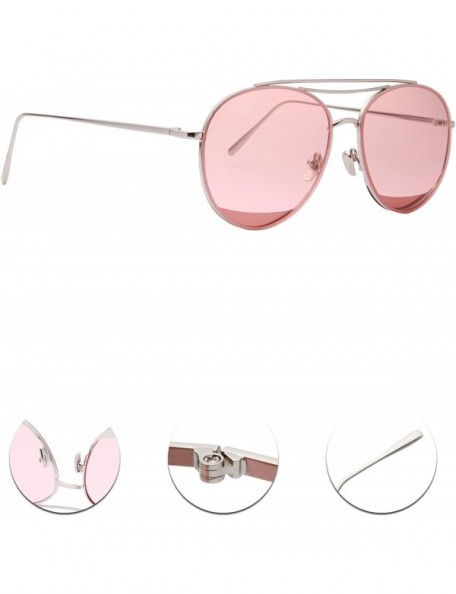 Aviator Classic Metal Frame Flat Lens Aviator Sunglasses LS5091Z - Pink - CZ17AZKLIXY $15.50