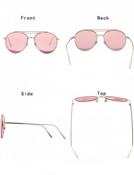 Aviator Classic Metal Frame Flat Lens Aviator Sunglasses LS5091Z - Pink - CZ17AZKLIXY $15.50