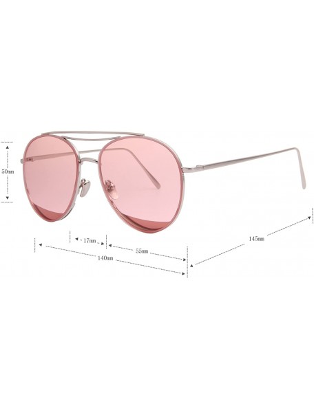 Aviator Classic Metal Frame Flat Lens Aviator Sunglasses LS5091Z - Pink - CZ17AZKLIXY $15.50