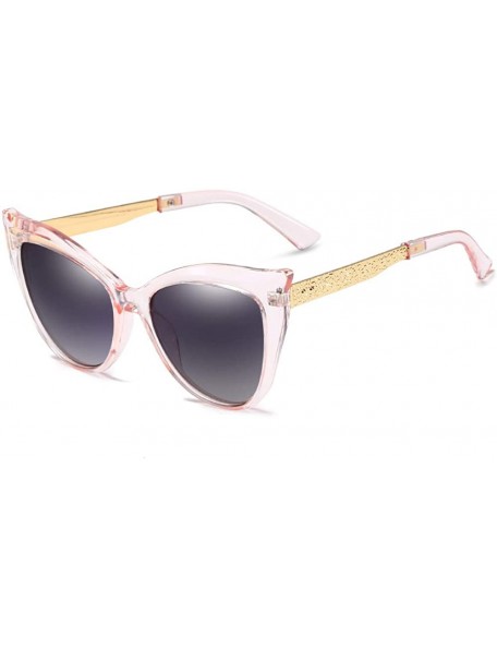Cat Eye Fashion Lady cat Eye Metal Classic Round Sunglasses 100% UV400 Protection - Pink Gray - C918X9TA55I $18.17