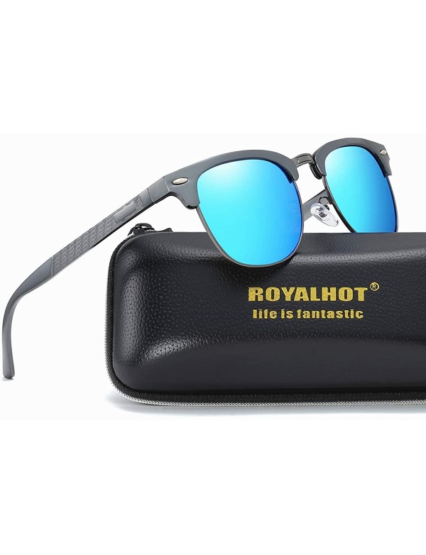 Sport Men Women Polarized Alloy Sunglasses Aluminum Magnesium Frame Sun Glasses Driving Glasses Male 90089 - Grey Blue - CP18...