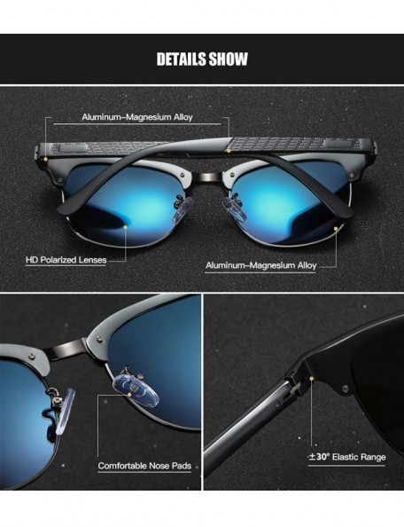 Sport Men Women Polarized Alloy Sunglasses Aluminum Magnesium Frame Sun Glasses Driving Glasses Male 90089 - Grey Blue - CP18...