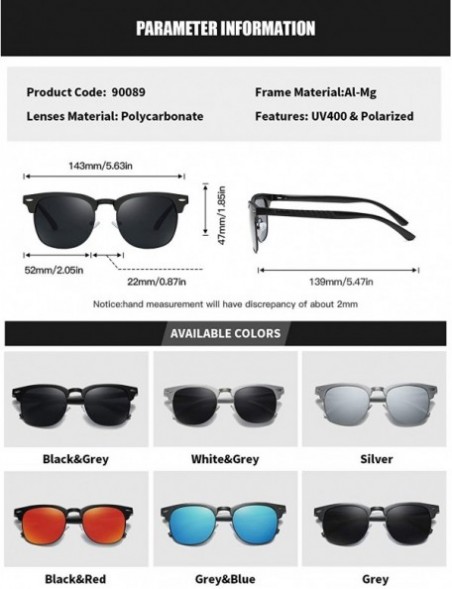 Sport Men Women Polarized Alloy Sunglasses Aluminum Magnesium Frame Sun Glasses Driving Glasses Male 90089 - Grey Blue - CP18...