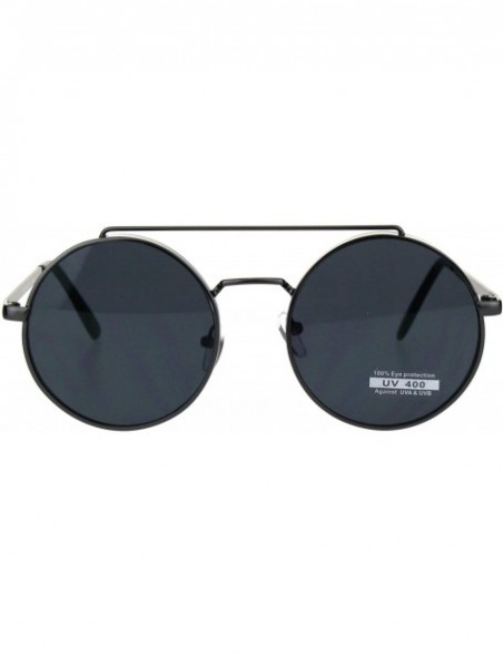 Round Round Circle Frame Sunglasses Womens Retro Fashion Shades UV 400 - Gunmetal (Black) - CS18ND3D8C2 $10.64