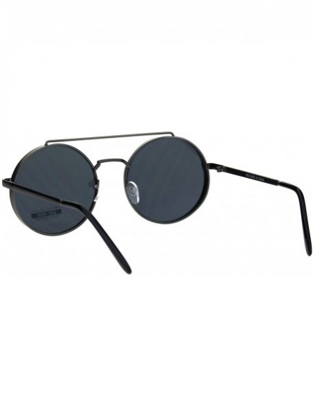 Round Round Circle Frame Sunglasses Womens Retro Fashion Shades UV 400 - Gunmetal (Black) - CS18ND3D8C2 $10.64