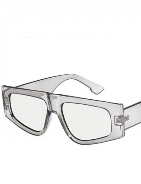 Rectangular Unisex Sunglasses Fashion Bright Black Grey Drive Holiday Rectangle Non-Polarized UV400 - Transparent White - CC1...