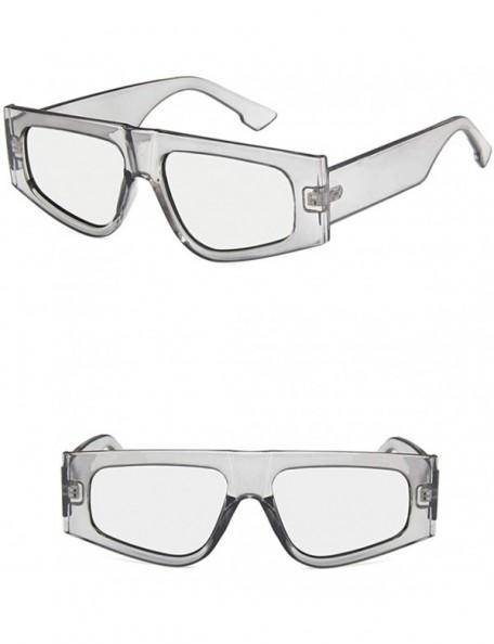 Rectangular Unisex Sunglasses Fashion Bright Black Grey Drive Holiday Rectangle Non-Polarized UV400 - Transparent White - CC1...