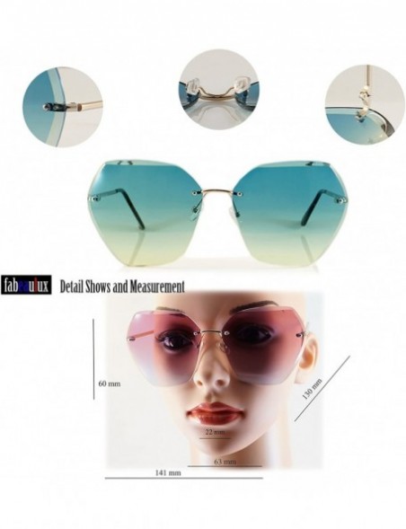 Rimless Women's Oversize Rimless Sunglasses Two Tone Gradient Lens A011 - Gold/ Forest Green Yellow Gradient - CP185D6WER4 $1...