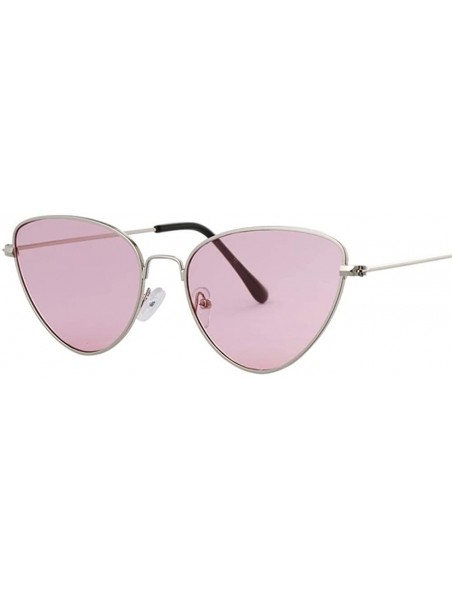 Cat Eye Red Sunglasses Women Luxury Cat Eye Sun Glasses For Women Cool Retro Female Sunglasses - Silver Pink - CW198XMZTRL $9.07