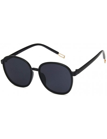 Round Women Fashion Eyewear Round Transparent Sunglasses with Case UV400 - Glossy Black Frame/Grey Lens - CL18WRUIR3D $18.35