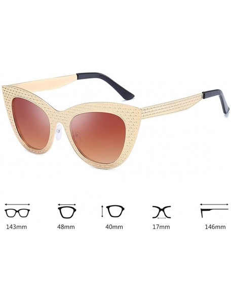 Oversized Vintage Cat Eye Oversized Metal Frame Tinted Lenses Women Sunglasses - Gold Brown - CP18NNK4WGD $12.32