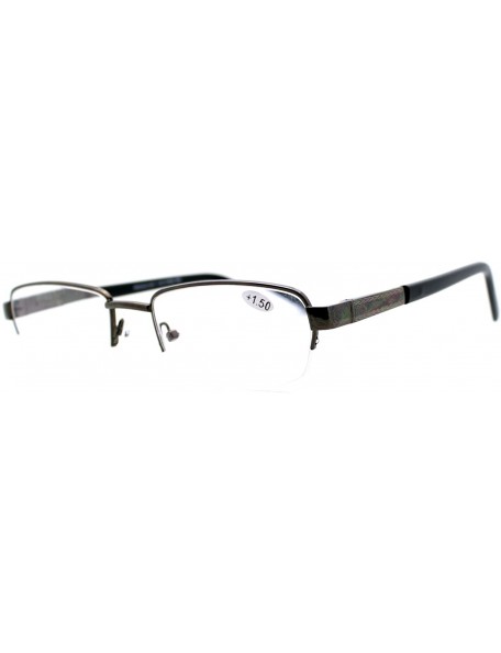 Rectangular Reading Glasses Magnified Lens Half Rim Rectangular Spring Hinge - Gunmetal - CY18803KCGA $8.26