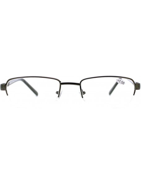 Rectangular Reading Glasses Magnified Lens Half Rim Rectangular Spring Hinge - Gunmetal - CY18803KCGA $8.26