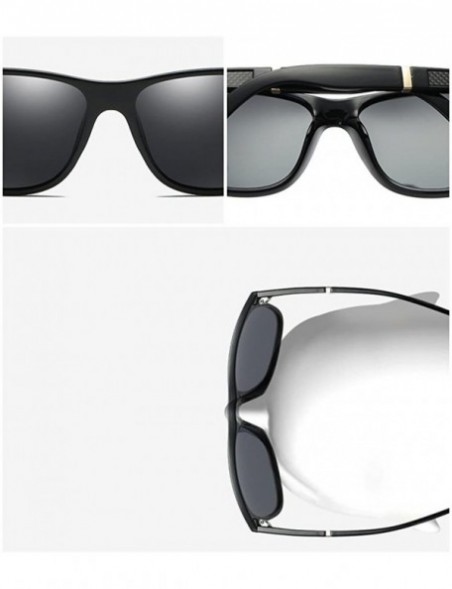Rectangular Men Polarized Sunglasses Matte Black Male Sun Glasses Rectangle Driving - Brown - CA18GWRGDO7 $12.70