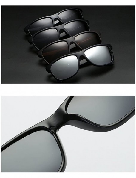 Rectangular Men Polarized Sunglasses Matte Black Male Sun Glasses Rectangle Driving - Brown - CA18GWRGDO7 $12.70