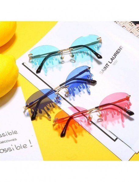 Rimless Teardrop Shaped Sunglasses for Women Dripping Oval Rimless Shades UV Protection - C6 - C0190HEDKK4 $8.71