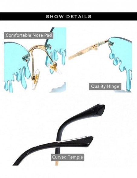 Rimless Teardrop Shaped Sunglasses for Women Dripping Oval Rimless Shades UV Protection - C6 - C0190HEDKK4 $8.71