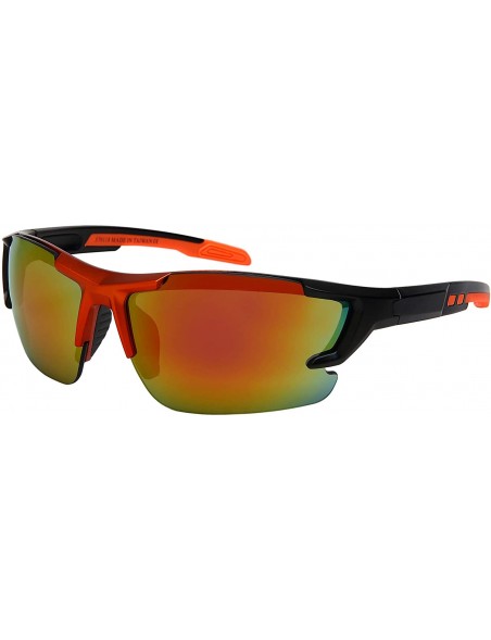 Goggle Sports Safety Sunglasses Half Frame Wrap-Around Z87+ Impact Resistant UV 400 Color Mirrored Lenses - CZ18YTEX276 $12.65