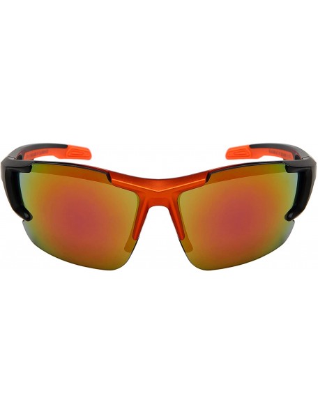 Goggle Sports Safety Sunglasses Half Frame Wrap-Around Z87+ Impact Resistant UV 400 Color Mirrored Lenses - CZ18YTEX276 $12.65