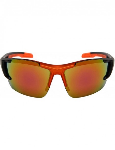 Goggle Sports Safety Sunglasses Half Frame Wrap-Around Z87+ Impact Resistant UV 400 Color Mirrored Lenses - CZ18YTEX276 $12.65