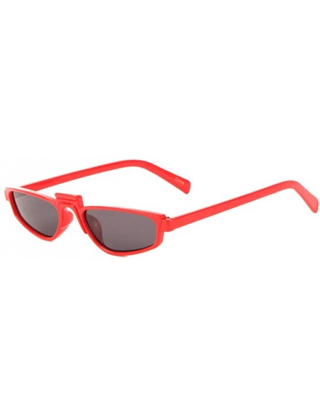 Rectangular Raised Middle Bar Wide Geometric Oval Sunglasses - Red - C51993WH5M0 $14.47