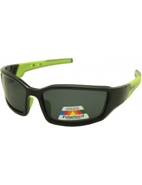 Rectangular Double Injection Sunglasses SPORTS - 2761 Polarized Shiny Black Green - C412HTUI2WX $24.35