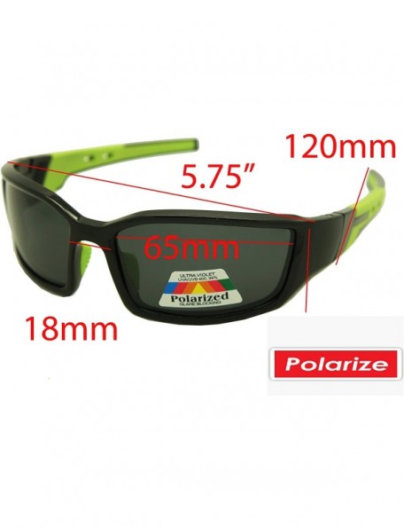 Rectangular Double Injection Sunglasses SPORTS - 2761 Polarized Shiny Black Green - C412HTUI2WX $24.35