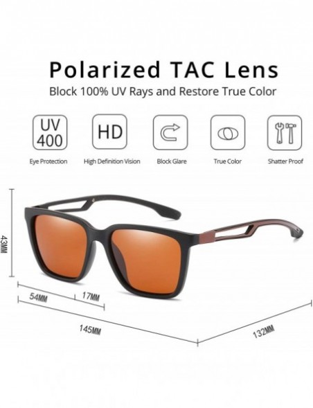 Rectangular Polarized Sunglasses for Men Lightweight TR90 Frame UV400 Protection Square Sun Glasses - S1 Brown - CB18SARIHIX ...