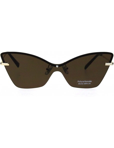 Shield Womens Panel Shield Lens Futuristic Gothic Cat Eye Sunglasses - Brown - CT18QI55D8K $16.85