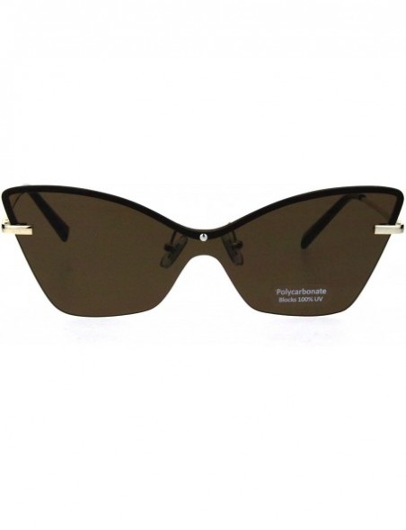 Shield Womens Panel Shield Lens Futuristic Gothic Cat Eye Sunglasses - Brown - CT18QI55D8K $16.85