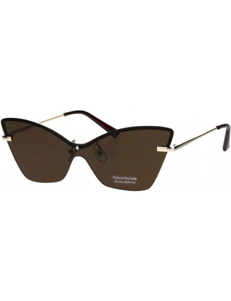 Shield Womens Panel Shield Lens Futuristic Gothic Cat Eye Sunglasses - Brown - CT18QI55D8K $16.85