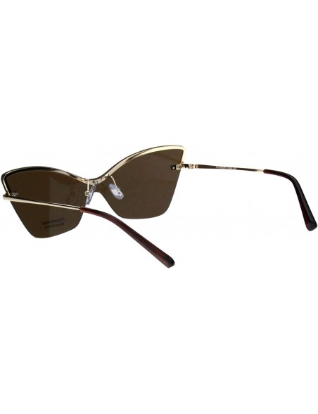 Shield Womens Panel Shield Lens Futuristic Gothic Cat Eye Sunglasses - Brown - CT18QI55D8K $16.85