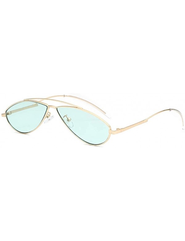 Cat Eye Women Retro Cat Eye Style Small Frame Suncreen Sunglasses - Gold Frame Green Lens - C318WTASNX3 $9.02