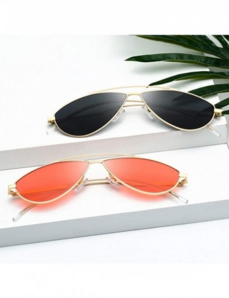Cat Eye Women Retro Cat Eye Style Small Frame Suncreen Sunglasses - Gold Frame Green Lens - C318WTASNX3 $9.02
