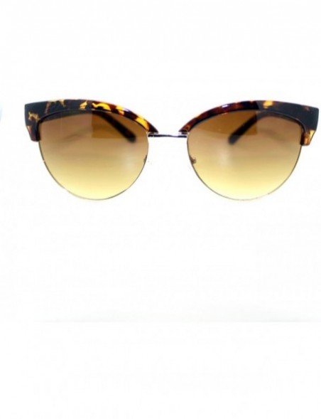 Round Womens Stylish Fashion Sunglasses Bolded Top Round Cateye - Tortoise - CK11V96AK7N $8.57