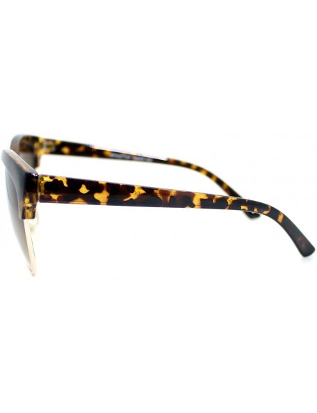 Round Womens Stylish Fashion Sunglasses Bolded Top Round Cateye - Tortoise - CK11V96AK7N $8.57