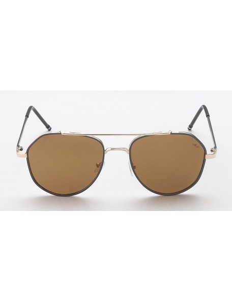 Aviator Modern Aviator Metal Unisex Sunglasses - Gold-gray - CY18G2XKQTW $12.56