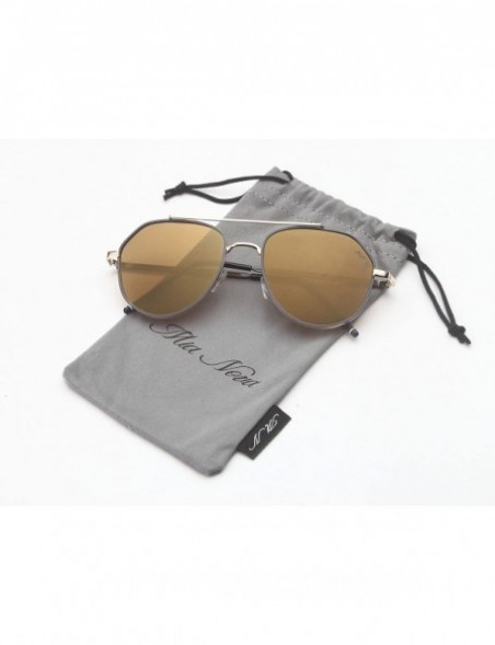 Aviator Modern Aviator Metal Unisex Sunglasses - Gold-gray - CY18G2XKQTW $12.56