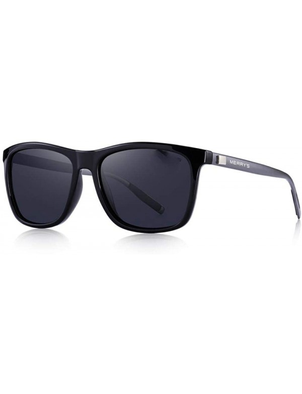 Square DESIGN Men Women Classic Square Polarized Sunglasses Aluminum Legs C01 Black - C01 Black - CT18XE04OTM $18.88