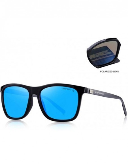 Square DESIGN Men Women Classic Square Polarized Sunglasses Aluminum Legs C01 Black - C01 Black - CT18XE04OTM $18.88