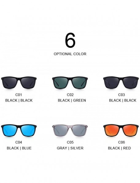 Square DESIGN Men Women Classic Square Polarized Sunglasses Aluminum Legs C01 Black - C01 Black - CT18XE04OTM $18.88