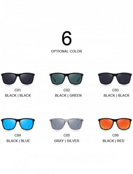 Square DESIGN Men Women Classic Square Polarized Sunglasses Aluminum Legs C01 Black - C01 Black - CT18XE04OTM $18.88