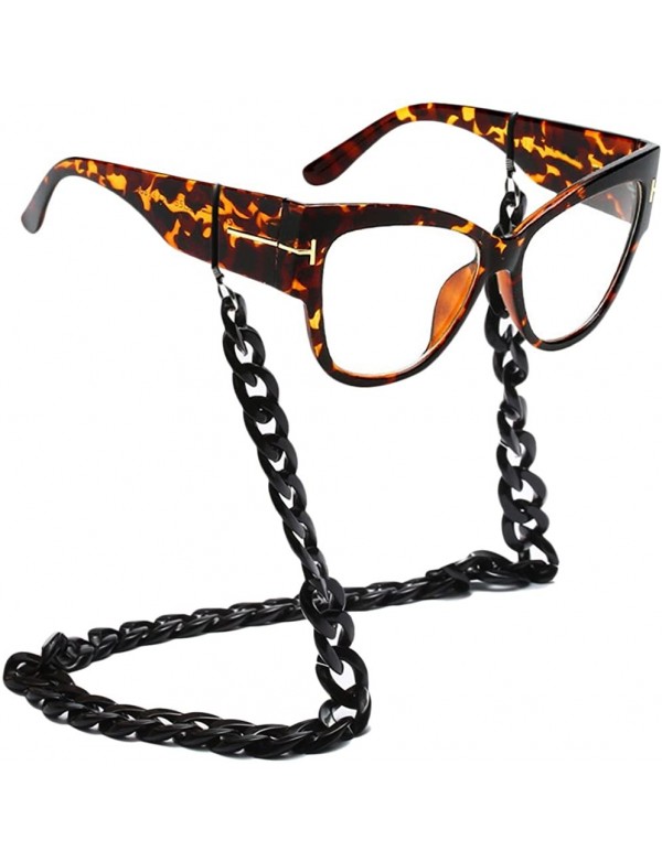 Oversized Oversized Frame Lady Travel Beach Sun Protect Sunglasses with Lanyard Chain - Black&transparent - CU18CYMA352 $16.69