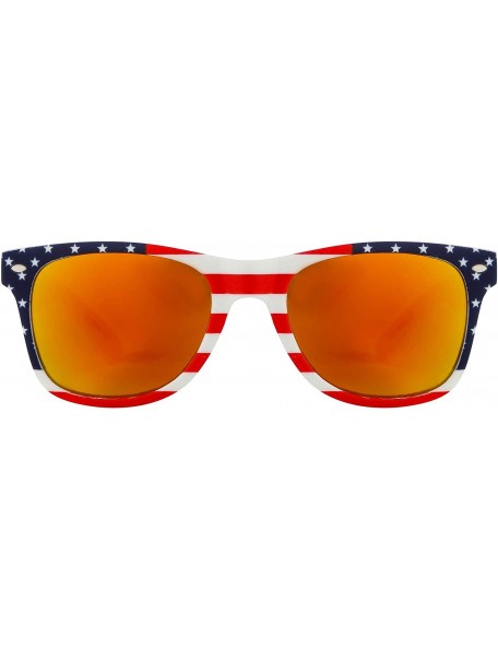 Square Classic American Flag Mirror Sunglasses USA - Red Mirror - C718GRRSR3T $11.41