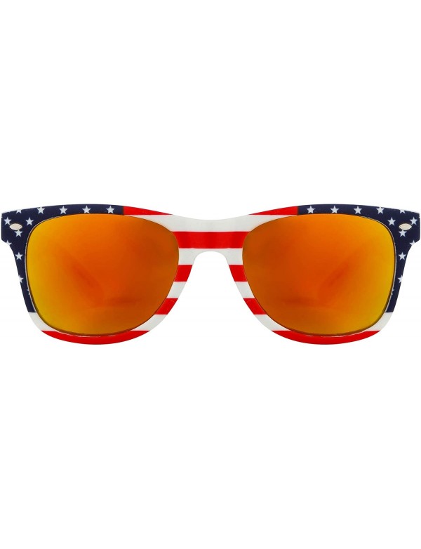 Square Classic American Flag Mirror Sunglasses USA - Red Mirror - C718GRRSR3T $11.41