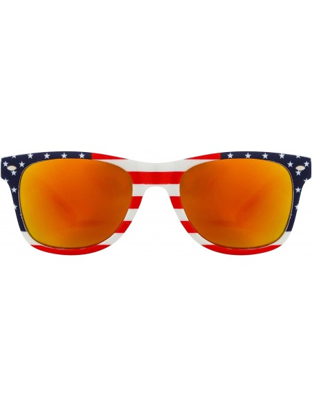 Square Classic American Flag Mirror Sunglasses USA - Red Mirror - C718GRRSR3T $11.41