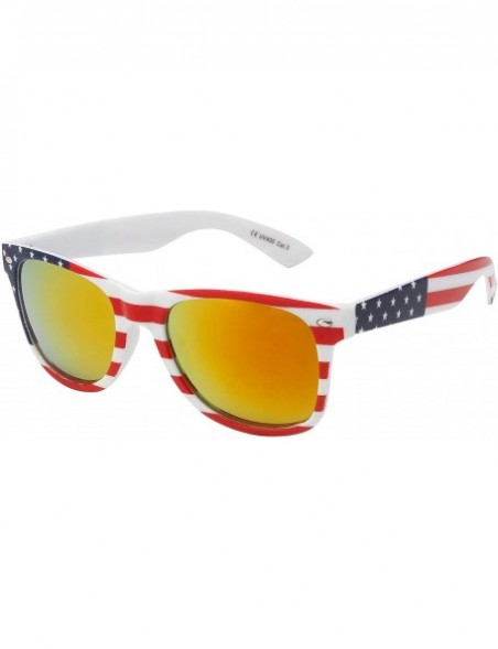 Square Classic American Flag Mirror Sunglasses USA - Red Mirror - C718GRRSR3T $11.41