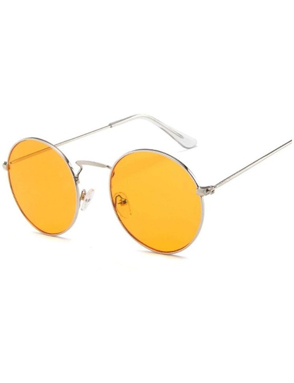Oval Vintage Classic Metal Round Sunglasses Women Small New Retro Red Orange Pink Clear Glasses Shades UV400 - CS199CGTLYZ $2...